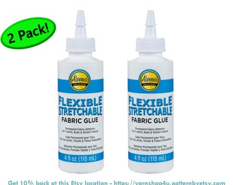 2 pack! Aleene's Flexible Stretchable Fabric Glue. 4 ounce bottle. Use for T-shirt Embellishing, Embroidery backing Glue and more, S155924