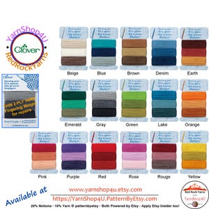 Thin Darning Yarn for repairing damaged knits and crochets. There are 3 colors per card @ 17.5yds per color. 50 wool/50 acrylic. 16 Colors!
