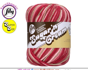 DAMASK OMBRE Super Size 3oz | 143yds. 100% Cotton yarn. Original Lily Sugar N Cream (3 ounces | 143 yards). Color #19535