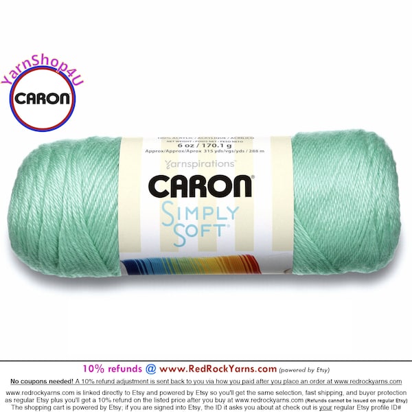 ROBINS EGG - Caron Simply Soft 6oz / 315yds (170g / 288m) 100% Acrylic yarn. Item H970039780