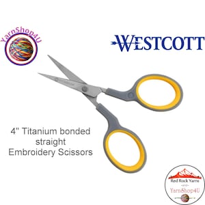 Embroidery Scissors. 4 inch Westcott Titanium Bonded Straight Thread Scissors. Item 13866