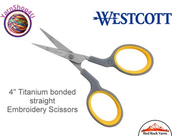 Embroidery Scissors. 4 inch Westcott Titanium Bonded Straight Thread Scissors. Item 13866
