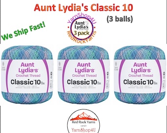 OCEAN 3 Pack! Aunt Lydia's Classic 10 Crochet Thread. 300yds. Item #154-0995