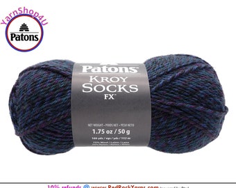 MIDNIGHT COLORS - Patons Kroy Socks FX Yarn is 1.75oz | 166yds Super Fine Weight (1) Sock Yarn. A Blend of 75/25% Wool/Nylon (50g | 152m)