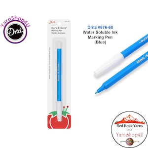 Blue Dritz Mark-B-Gone Disappearing Fabric Marking Pen. 1 Blue fabric marking pen per package. Air & Water Soluble Ink. Dritz #676-60