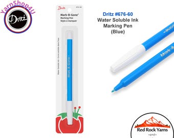 Blue Dritz Mark-B-Gone Disappearing Fabric Marking Pen. 1 Blue fabric marking pen per package. Air & Water Soluble Ink. Dritz #676-60
