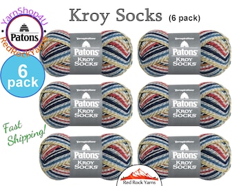 BLUE STRIPED RAGG 6 Pack! Patons Kroy Socks Yarn 1.75oz | 166yds Super Fine Weight (1) Sock Yarn. 75/25% Wool/Nylon (50g | 152m). Bulk Buy!