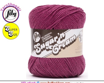 BERRY CRUSH - Super Size 4oz | 190yds. 100% Cotton yarn. Original Lily Sugar N Cream. Color #18818 (4 ounces | 190 yards)