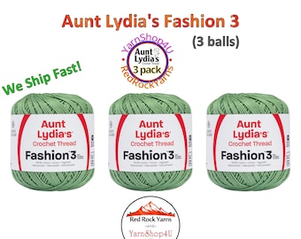 SAGE Fashion 3 Size Aunt Lydia Crochet Thread. One 3 Pack of Aunt Lydia's Fashion 3 Crochet Thread. 3 balls/150yds each. Item #182.0625
