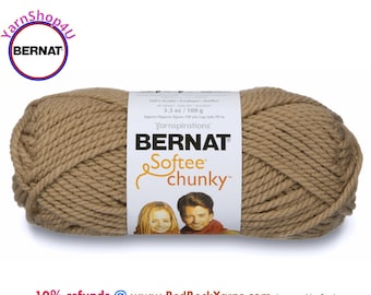 SOFT TAUPE Bernat Softee Chunky Yarn Super Bulky Yarn. 3.5oz | 108yds | 100% Acrylic Yarn. Item 16112828011