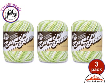 KEY LIME PIE 3 Pack! 2oz | 95yds. Lily Sugar N Cream The Original 100% Cotton Yarn. 2 ounces / 95 yards ea. 3 skeins Bulk Buy!