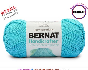 MOD BLUE - 14oz | 674yds Bernat Handicrafter Cotton yarn. 100% cotton Yarn. Great for dish cloths. Big Ball! Item 16202828028