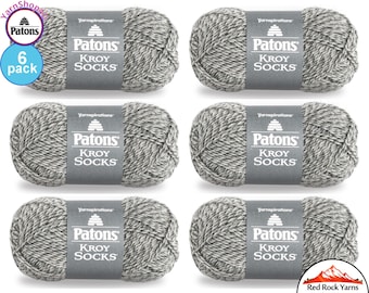 GRAY MARL 6 pack! Patons Kroy Socks Yarn is 1.75oz | 166yds Super Fine Weight (1) Sock Yarn. A Blend of 75/25% Wool/Nylon (50g | 152m)