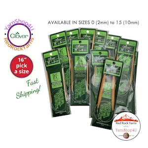 Clover Takumi 16 inch Bamboo Circular Knitting Needles. Pick from Size 0 to 15 (2mm-10mm). Premium 16&quot; fixed Bamboo Needles. [ART 3016/16]