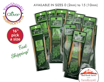 Clover Takumi 16 inch Bamboo Circular Knitting Needles. Pick from Size 0 to 15 (2mm-10mm). Premium 16" fixed Bamboo Needles. [ART 3016/16]