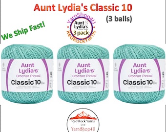 AQUA 3 pack! Aunt Lydia's Classic 10 Crochet Thread. 350yds. #154-0450