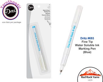 Dritz Extra Fine Blue Mark-B-Gone Fabric Marking Pen. 1 Blue Fine Tip pen for detailed fabric markings. Water Soluble Ink. Dritz #693