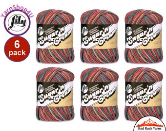 PAINTED DESERT 6 Pack! 2oz | 95yds each. Lily Sugar N Cream The Original 100% Cotton Yarn. 6 skein bag = Bulk Buy!