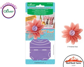 KANZASHI for LARGE GATHERED Petal Flowers of 3" Finished Size. Clover Kanzashi Flower Maker. Plastic Template to make fabric flowers. #8485