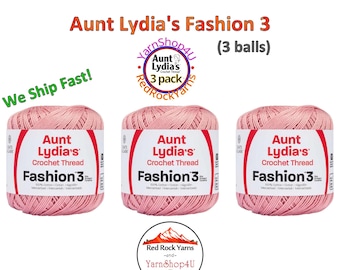 SOFT MAUVE Fashion 3 Size Aunt Lydia Crochet Thread. One 3 Pack of Aunt Lydia's Fashion 3 Crochet Thread. 3 balls/150yds ea. Item #182.1040