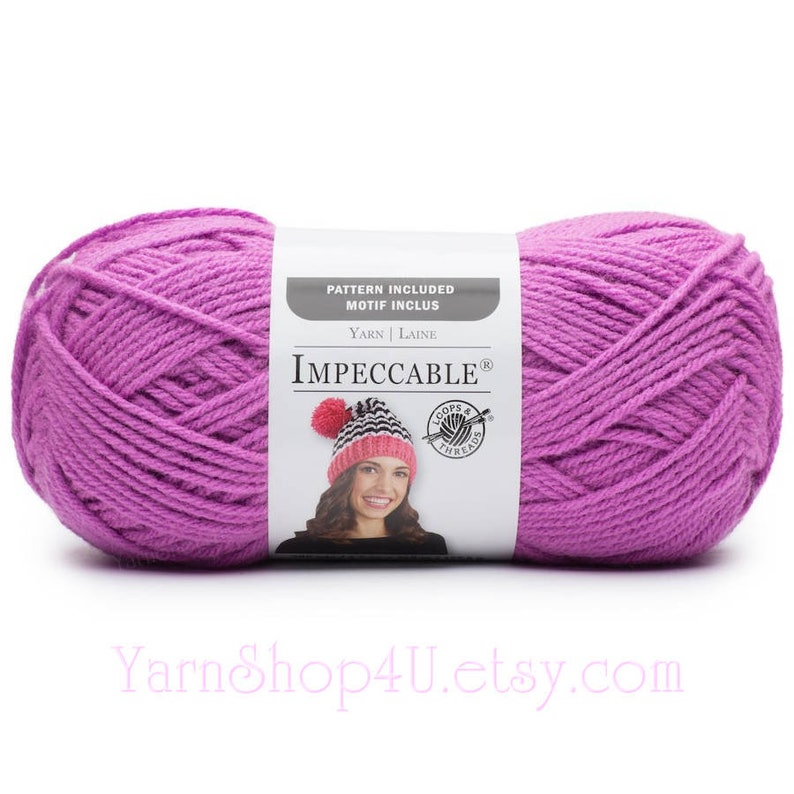 Purple acrylic yarn 4.5oz yarn Fuchsia or Orchid hue Loops /& Threads Solid Purple yarn Knit and crochet yarn MAGENTA Impeccable Yarn