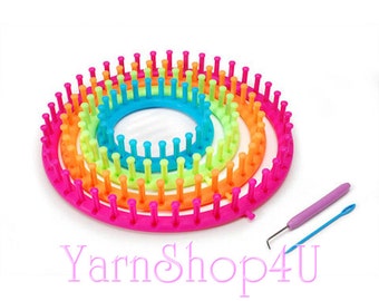 SALE! 4 Loom Set, 4 Round Knitting Loom Set, Darice Easy Knitting Loom Kit, 4 Round Looms, Circular Knitting Loom Set. With Instructions.