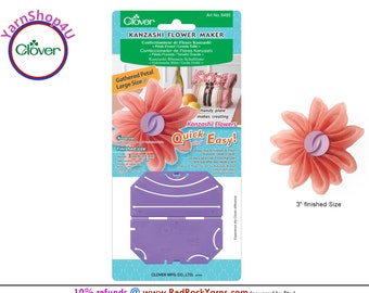 KANZASHI for LARGE GATHERED Petal Flowers of 3" Finished Size. Clover Kanzashi Flower Maker. Plastic Template to make fabric flowers. #8485