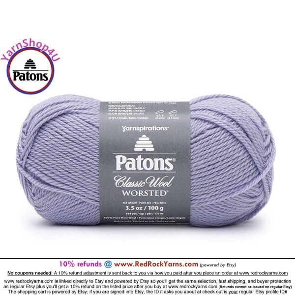 MISTY THISTLE - Patons Classic Wool Worsted Yarn Medium Weight (4). 100% wool yarn. 3.5oz | 194 yards (100g | 177m)