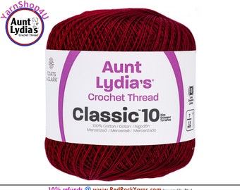 BURGUNDY - Aunt Lydia's Classic 10 Crochet Thread. 350yds. Item #154-0492