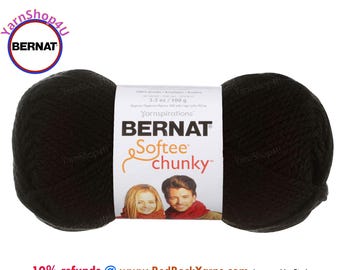 BLACK Bernat Softee Chunky Yarn Super Bulky Yarn. 3.5oz | 108yds | 100% Acrylic Yarn. Item 16112828040