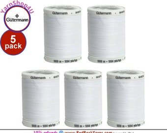 5 Spools Nu White Gutermann Thread - Sew-All Thread is 100% polyester, 1094 yds / 1000m. Nu White #20. 5 pack Box of thread. Bulk Buy!