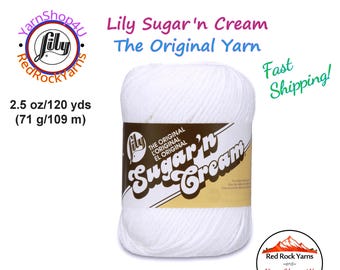 WHITE - 2.5oz | 120yd The Original Lily Sugar N Cream 100% Cotton Yarn (2.5 ounce / 120 yards)