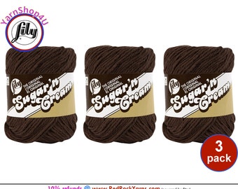 WARM BROWN 3 Pack! 2.5oz | 120yd The Original Lily Sugar N Cream 100% Cotton Yarn. 3 Skeins Bulk Buy!