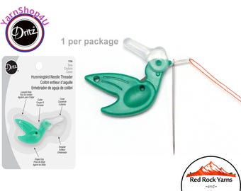 Hummingbird Sewing Needle Threader for threading hand sewing needles with sewing thread. Green, Dritz #270
