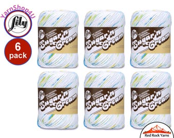 SUMMER PRINTS 6 Pack! 2oz | 95yds each. Lily Sugar N Cream The Original 100% Cotton Yarn. 2 ounces / 95 yards ea. 6 skein bag = Bulk Buy!