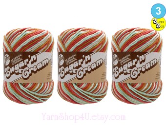 SUNRISE OMBRE 3 Pack! Super Size 3oz | 143yds. Lily Sugar N Cream 100% Cotton yarn. (3 ounces | 143 yards). Color #19992. 3 skein Bulk Buy!