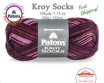 AMETHYST STRIPES - Patons Kroy Socks Yarn is 1.75oz | 166yds Super Fine Weight (1) Sock Yarn. A Blend of 75/25% Wool/Nylon (50g | 152m)