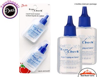 Fray Check Liquid Seam Sealant - Two .75oz bottles per package. Prevents unfinished fabric edges from fraying. Dritz #1674