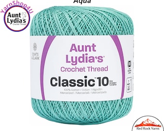 AQUA - Aunt Lydia's Classic 10 Crochet Thread. 350yds. Color #154-0450