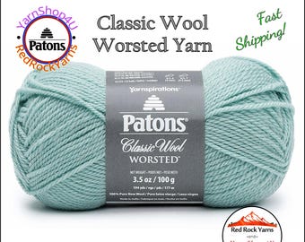 DUCK EGG BLUE - Patons Classic Wool Worsted Yarn Medium Weight (4). 100% wool yarn. 3.5oz | 194 yards (100g | 177m)