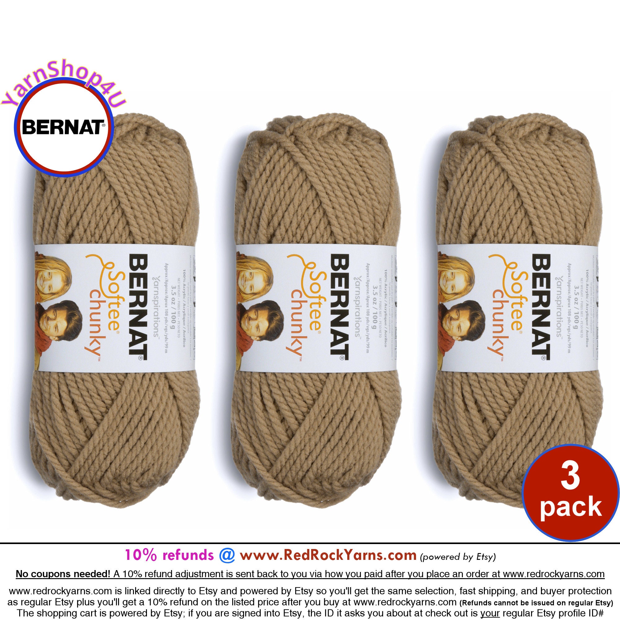 Bernat Baby Blanket Yarn Lot Mushroom Beige Brown 10.5 oz Bulky