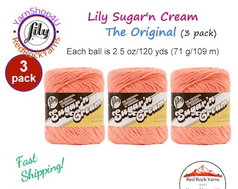 TEA ROSE 3 Pack! 2.5oz | 120yd The Original Lily Sugar N Cream 100% Cotton Yarn. 3 Skeins Bulk Buy!
