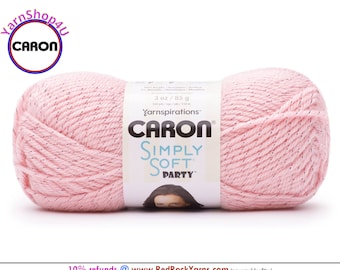 SOFT PINK SPARKLE - Caron Simply Soft Party! 3 oz / 164 yds (85 g / 150 m) 99% Acrylic, 1 percent Metallic (3 ounce / 164 yards) Color #0030