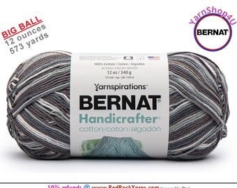 PEPPER VARG - 12oz | 573 yards! Bernat Handicrafter Big Ball 100% Cotton Yarn. Item 16203434050