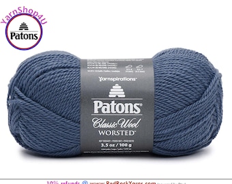 COUNTRY BLUE - Patons Classic Wool Worsted Yarn Medium Weight (4). 100% wool yarn. 3.5oz | 194 yards (100g | 177m)