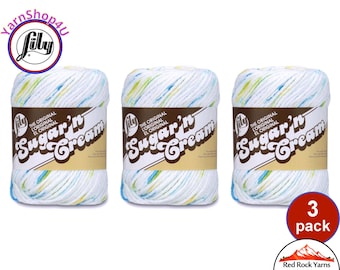 SUMMER PRINTS 3 Pack! 2oz | 95yds. Lily Sugar N Cream The Original 100% Cotton Yarn. 2 ounces / 95 yards ea. 3 skeins Bulk Buy!