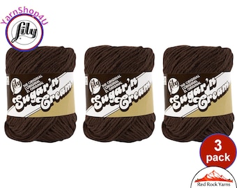 WARM BROWN 3 Pack! 2.5oz | 120yd The Original Lily Sugar N Cream 100% Cotton Yarn. 3 Skeins Bulk Buy!