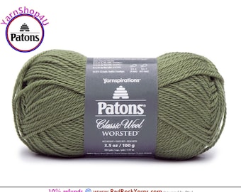 MEADOW - Patons Classic Wool Worsted Yarn Medium Weight (4). 100% wool yarn. 3.5oz | 194 yards (100g | 177m)