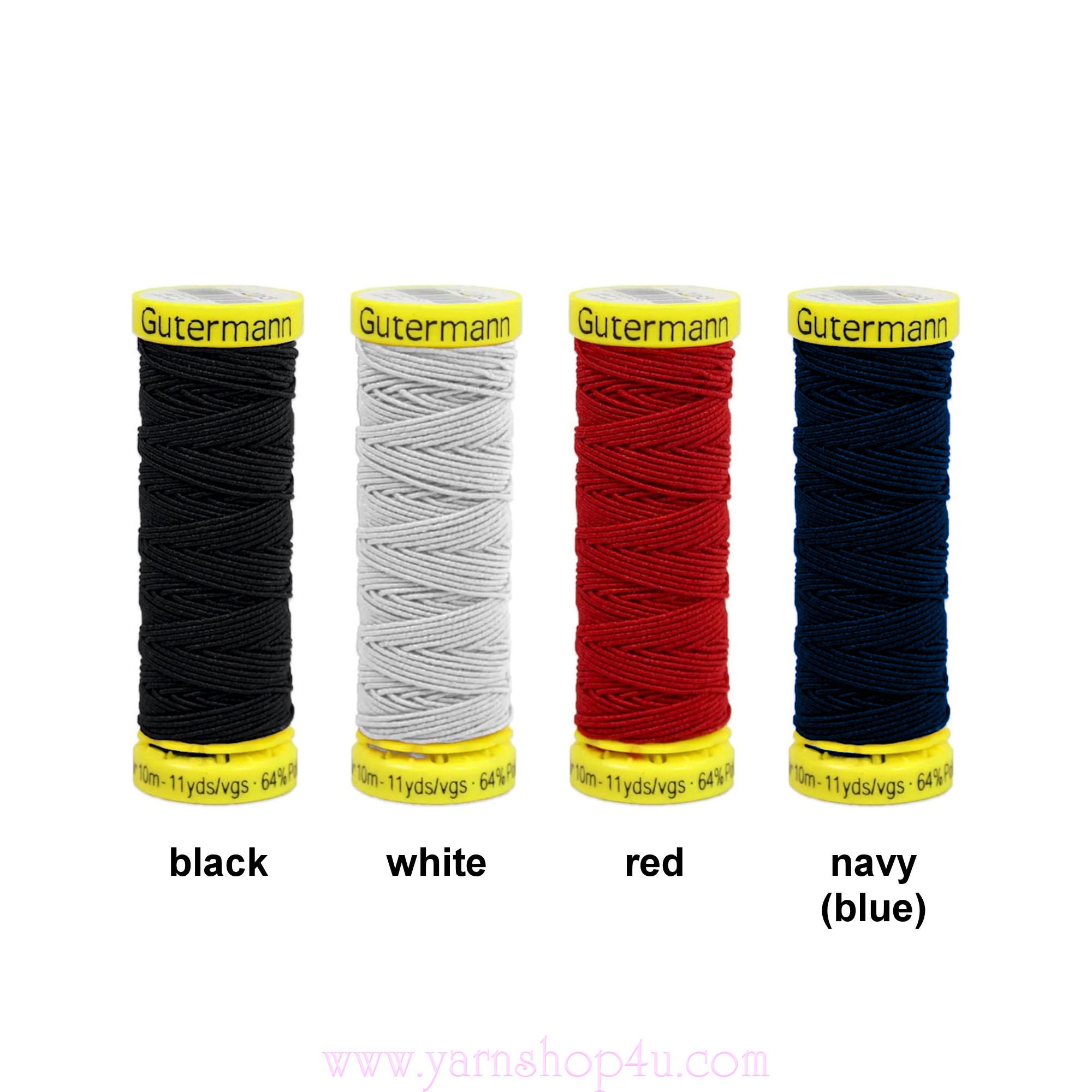 GUTERMANN ELASTIC Sewing Thread Black, White, Red. or Navy (blue). 11