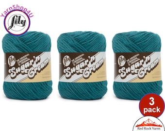 TEAL 3 Pack! 2.5oz | 120yd The Original Lily Sugar N Cream 100% Cotton Yarn. 3 Skeins Bulk Buy!